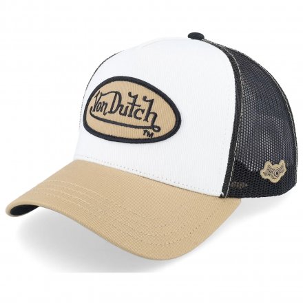 Kasket - Von Dutch Oval Patch Trucker (sort/hvid/beige)