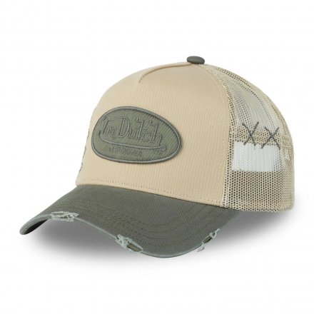Kasket - Von Dutch Oval Patch Trucker (beige/grøn)