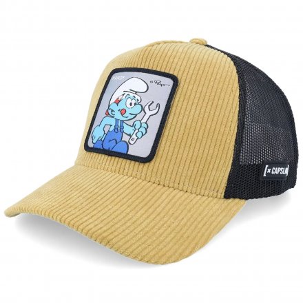 Kasket - Capslab Smurfs Handy Trucker (beige/sort)