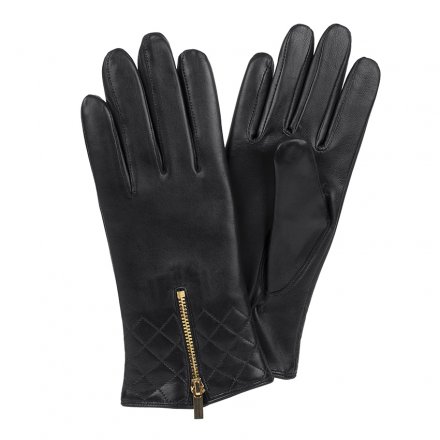 Handsker - HK Women's Hairsheep Leather Glove with Gold Zip (Sort)