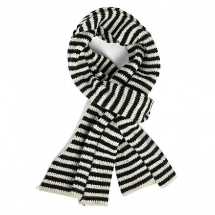 Halstørklæder - Gårda Engelberg Striped Wool Mix Scarf (sort/hvid)