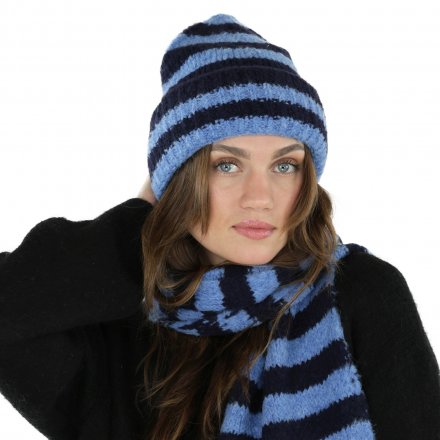 Halstørklæder - Gårda Grindelwald Striped Wool Mix Scarf (blå)