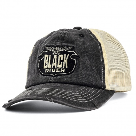 Kasket - Black River Eagle Washed Trucker (sort/creme)