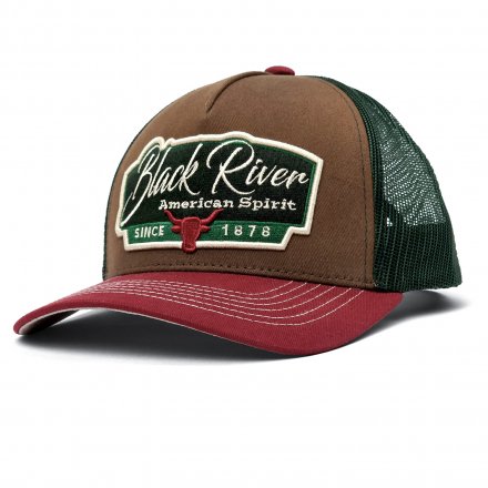 Kasket - Black River Outlaw Trucker (brun/grøn/rød)