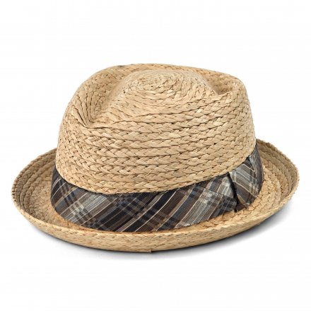 Stråhat - Gårda Tarajal Raffia Trilby (lys natur/grå)
