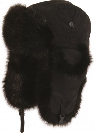 Beanies - MJM Trapper Hat Taslan with Faux Fur (Sort)