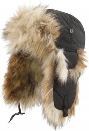 Beanies - MJM Trapper Hat Taslan with Faux Fur (Sort/Natur)