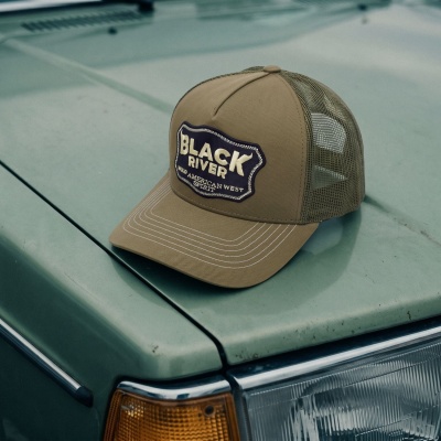 Kasket - Black River Wild West Trucker (grøn/creme)