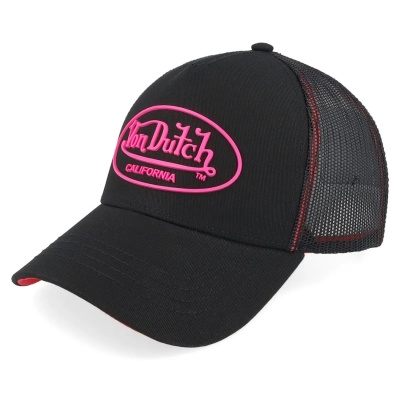 Kasket - Von Dutch Oval Patch Trucker (sort/lyserød)