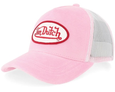 Kasket - Von Dutch Oval Patch Velour Trucker (lyserød)