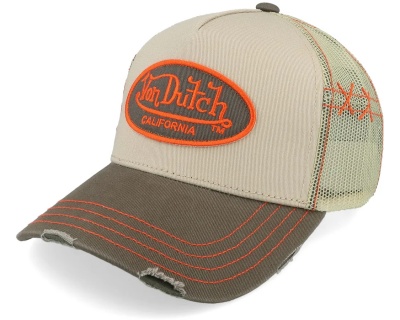 Kasket - Von Dutch Distressed Oval Patch Trucker (beige/brun)