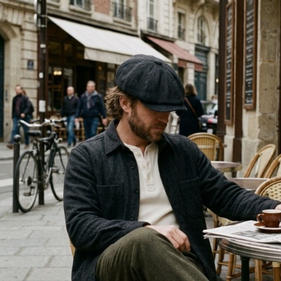 Sixpence / Flat cap - Gårda Aberdour Newsboy (sort/grå)