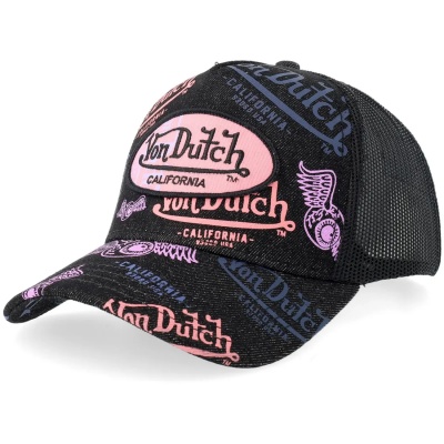 Kasket - Von Dutch Oval Patch Text Print Trucker (sort)