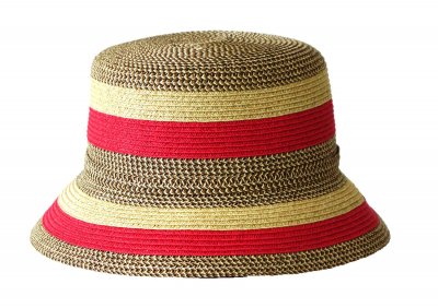 Hatte - Jacaru Striped Short Brim Hat (rød/beige)