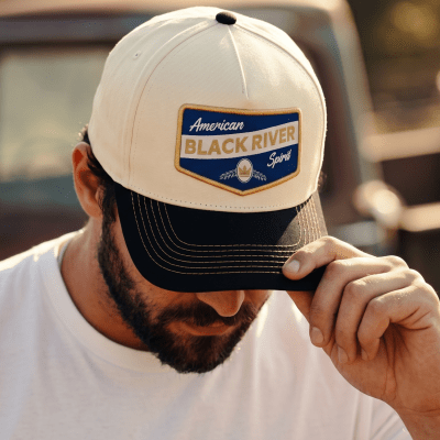 Kasket - Black River Omaha Cotton Snapback (offwhite/sort)