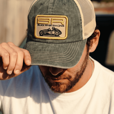 Kasket - Black River Racer Washed Trucker (mørkegrøn/fløde)