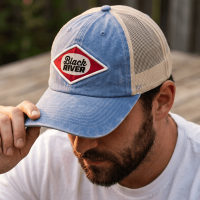 Kasket - Black River Memphis Washed Trucker (lyseblå/fløde)