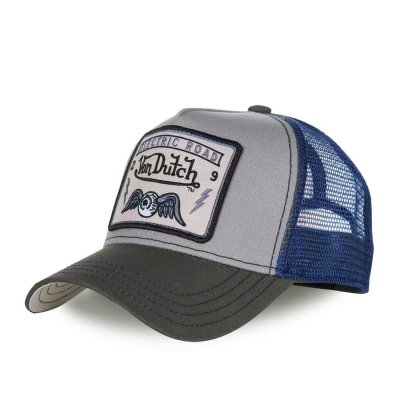 Kasket - Von Dutch Square Patch Trucker (blå/grå)
