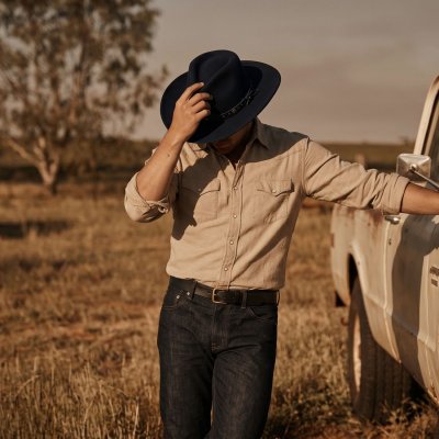 Hatte - Gårda Bowmont Crushable Wool felt Western hat (blå)