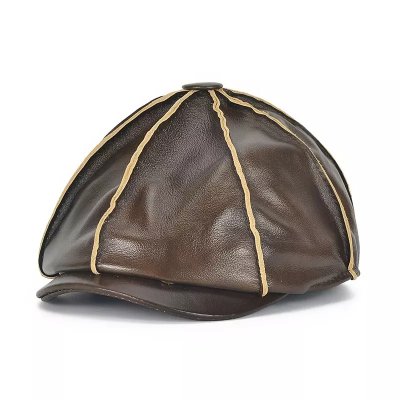 Sixpence / Flat cap - Gårda Dalwood Leather Cap (brun)