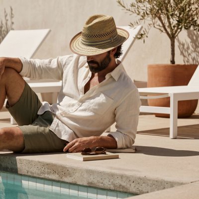 Stråhat - Gårda Agulo Natural Straw Trilby (natur/creme)