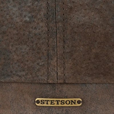 Sixpence / Flat cap - Stetson Bienville Leather Newsboy Cap (mørkebrun)