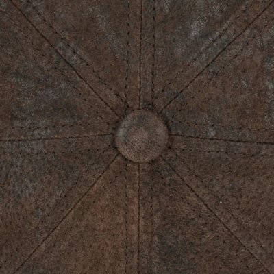 Sixpence / Flat cap - Stetson Bienville Leather Newsboy Cap (mørkebrun)