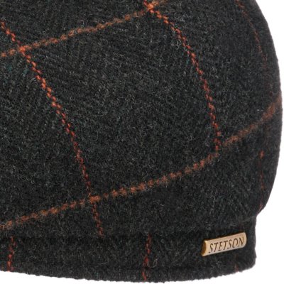 Sixpence / Flat cap - Stetson Hatteras Wool (mørkegrå/orange)