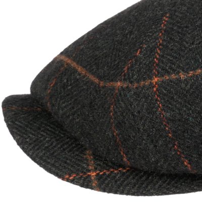 Sixpence / Flat cap - Stetson Hatteras Wool (mørkegrå/orange)