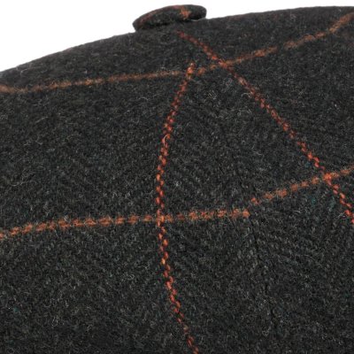 Sixpence / Flat cap - Stetson Hatteras Wool (mørkegrå/orange)