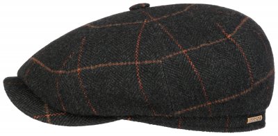Sixpence / Flat cap - Stetson Hatteras Wool (mørkegrå/orange)