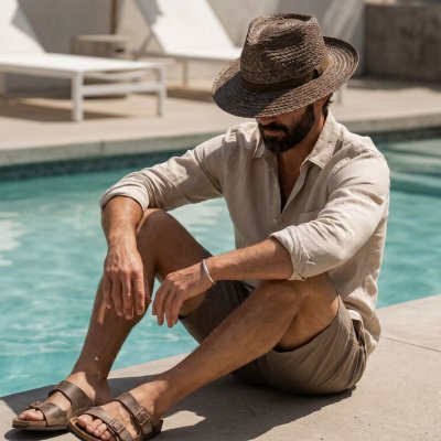 Stråhat - Gårda Tenerife Raffia Fedora (natur/brun)