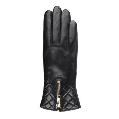 Handsker - HK Women's Hairsheep Leather Glove with Gold Zip (Sort)