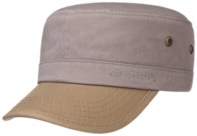 Gubbkeps / Flat cap - Stetson Army Cap Cotton (grå-khaki)