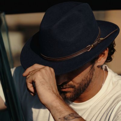 Hatte - Gårda Vicenza Crushable Wool felt Fedora (blå)