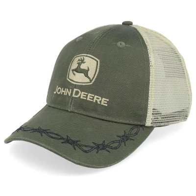 Kasket - John Deere Oilskin Look Mesh Back Cap (olivengrøn/offwhite)