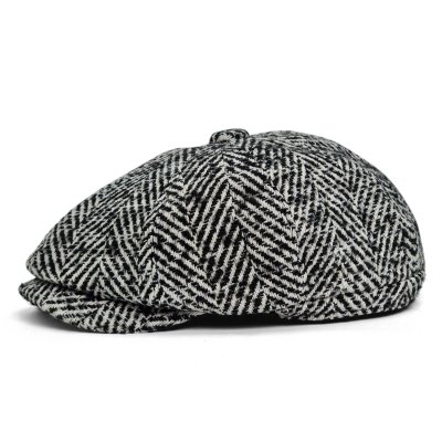 Sixpence / Flat cap - Gårda Coulter Newsboy (sort/hvid)
