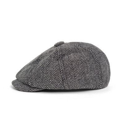 Sixpence / Flat cap - Gårda Digby Children's Newsboy Cap (sort/hvid)