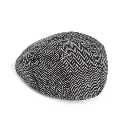 Sixpence / Flat cap - Gårda Digby Children's Newsboy Cap (sort/hvid)