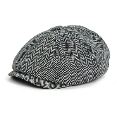Sixpence / Flat cap - Gårda Digby Newsboy Cap (sort/hvid)