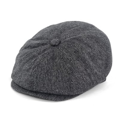 Sixpence / Flat cap - Gårda Premium Oakham Wool Newsboy (sort/hvid)