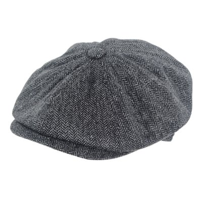 Sixpence / Flat cap - Gårda Premium Oakham Wool Newsboy (sort/hvid)