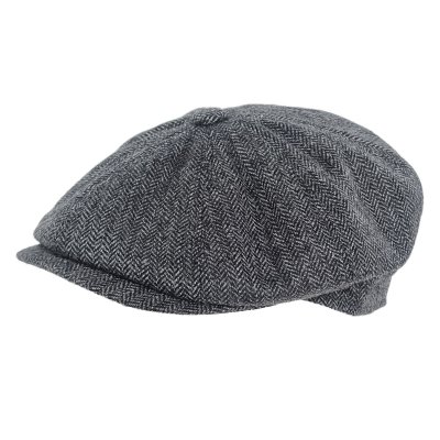 Sixpence / Flat cap - Gårda Premium Oakham Wool Newsboy (sort/hvid)