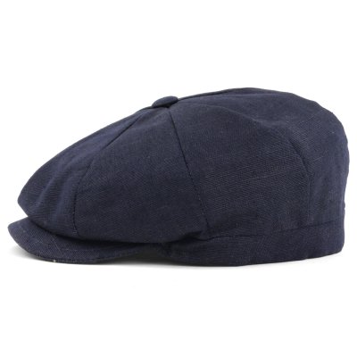 Sixpence / Flat cap - Gårda Palizzi Marina Linen Newsboy Cap (mørkeblå)