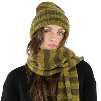 Halstørklæder - Gårda Grindelwald Striped Wool Mix Scarf (grøn)