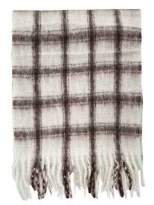 Halstørklæder - Gårda Rennell Check Wool Mix Scarf (beige)