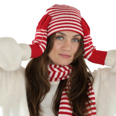 Handsker - Gårda Cavalese Knitted Wool Mix Gloves (rød/hvid)