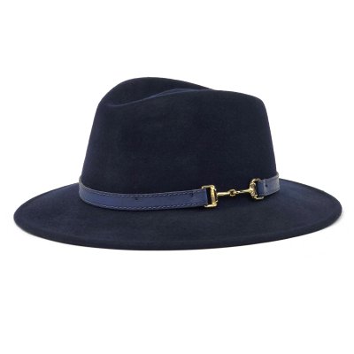 Hatte - Gårda Braga Wool felt Fedora (marineblå)