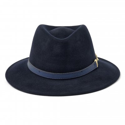 Hatte - Gårda Braga Wool felt Fedora (marineblå)