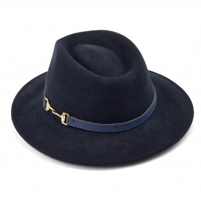 Hatte - Gårda Braga Wool felt Fedora (marineblå)